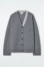 Wool V-Neck Cardigan Gray - Image 4