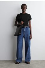 Casual Minimalist Denim Wear Wide-leg High Waist Denim