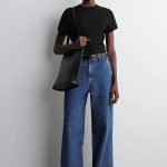 Casual Minimalist Denim Wear Wide-leg High Waist Denim