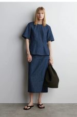 Denim Slim Skirt Blue