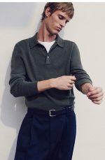 Cashmere Collared Polo Green - Image 2