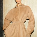 Suede Drawstring Shirt Brown