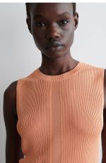 Knitted Slim Vest Orange - Image 2