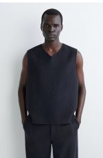 Wool V-Neck Vest Navy