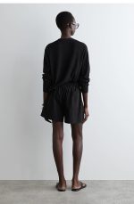 Cotton Drawstring Shorts Black - Image 2