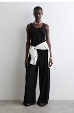 Cotton Round-Neck Vest Black