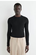 Cotton Long-Sleeve T-Shirt Black