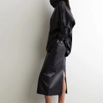 Leather Slim Skirt Brown