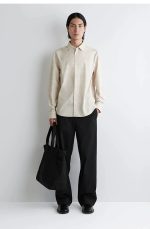 Cotton V-Neck Shirt Beige - Image 2