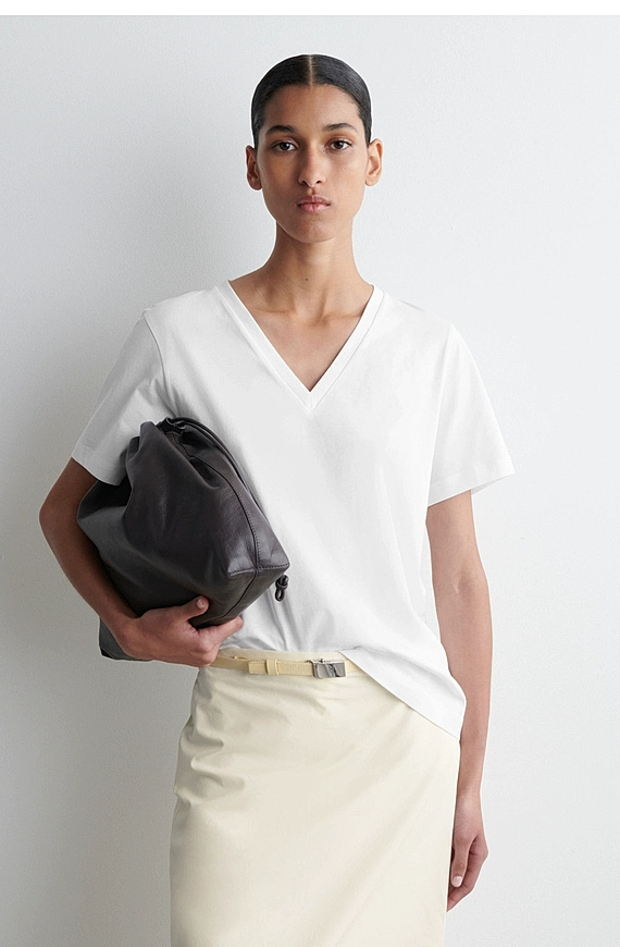 O1CN01JLQfWa1u7vtAmowbX_!!4611686018427380567-0-item_pic Cotton V-Neck T-Shirt White - Image 1