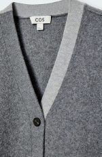 Wool V-Neck Cardigan Gray - Image 5