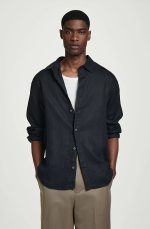 Linen Long-Sleeve Shirt Navy