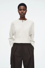 Wool Round-Neck Cardigan White