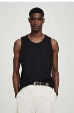 Knitted Round-Neck Vest Black