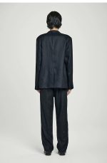 Linen Tapered Pants Navy - Image 3