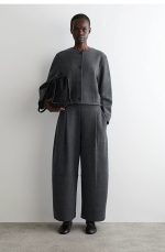 Wool Barrel Trousers Gray