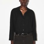 Cotton Ruched Shirt Black