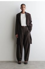 Cotton Pleated Trousers Brown