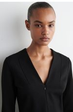 Knitted V-Neck Top Black - Image 3