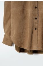 Suede Drawstring Shirt Brown - Image 4