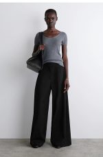 Wool Wide-Leg Pants Black