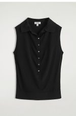 Silk Sleeveless Polo Black - Image 4