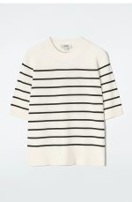 Knitted Round-Neck T-Shirt White - Image 3