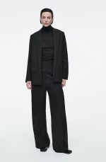 Wool Straight Pants Black