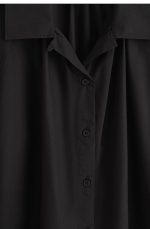 Cotton Ruched Shirt Black - Image 5