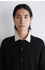 Wool Round-Neck Cardigan Black - Image 3