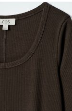 Knitted Slim Dress Brown - Image 4