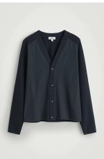 Knitted V-Neck Cardigan Navy - Image 4