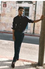 Linen Tapered Pants Navy - Image 2