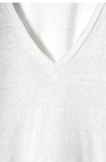 Linen V-Neck T-Shirt White - Image 5