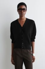 Wool V-Neck Cardigan Black