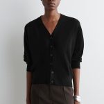 Wool V-Neck Cardigan Black