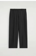 Wool Straight Trousers Black - Image 4