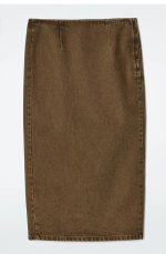 Denim Straight Skirt Brown - Image 4