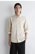 Cotton V-Neck Shirt Beige