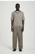 Cotton Wide-Leg Pants Beige