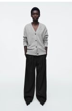 Knitted V-Neck Cardigan Gray