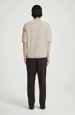 Knitted Round-Neck T-Shirt Beige - Image 2