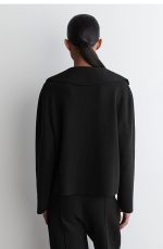 Knitted Collared Jacket Black - Image 3