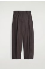 Cotton Pleated Trousers Brown - Image 4