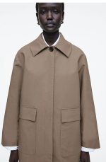 Cotton Collared Jacket Beige - Image 2