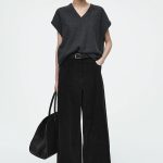 Corduroy Wide-Leg Pants Black