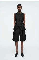 Linen Pleated Shorts Black