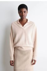 Cashmere Polo-Collar Sweater Pink