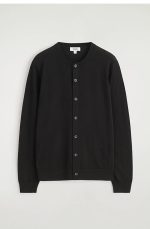 Wool Round-Neck Cardigan Black - Image 4