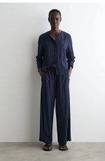 Knitted Wide-Leg Pants Navy
